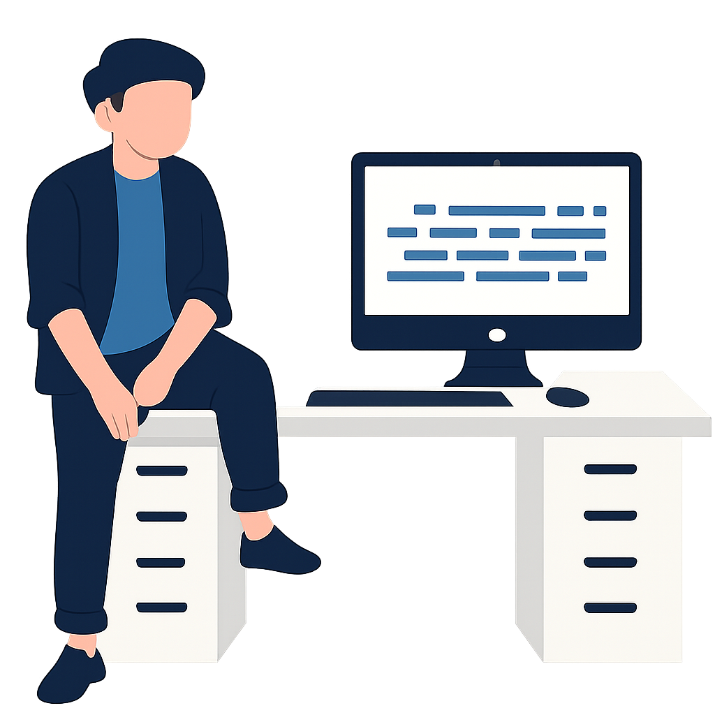 Person at desk illustration